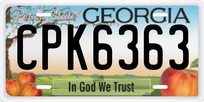 GA license plate CPK6363