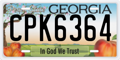 GA license plate CPK6364
