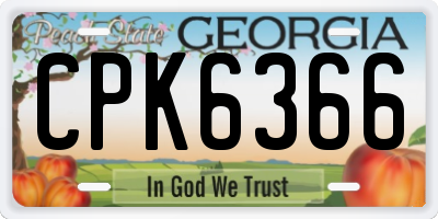 GA license plate CPK6366