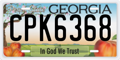 GA license plate CPK6368