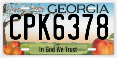 GA license plate CPK6378