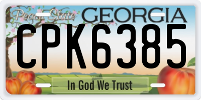 GA license plate CPK6385