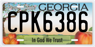 GA license plate CPK6386