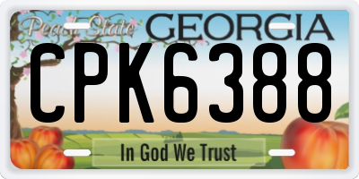 GA license plate CPK6388