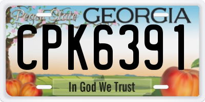 GA license plate CPK6391