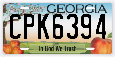 GA license plate CPK6394