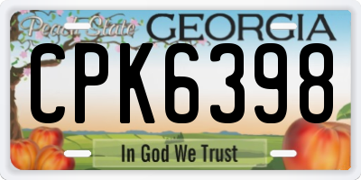 GA license plate CPK6398