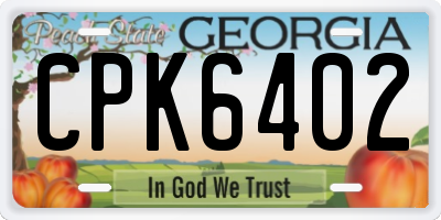 GA license plate CPK6402