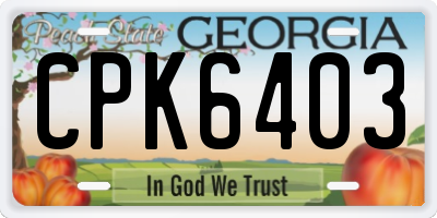 GA license plate CPK6403