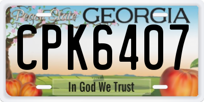 GA license plate CPK6407