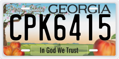 GA license plate CPK6415