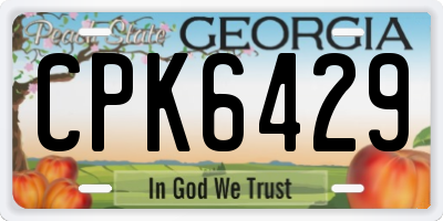 GA license plate CPK6429