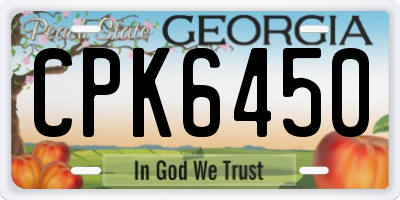 GA license plate CPK6450