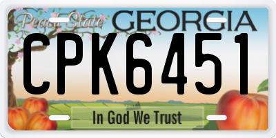 GA license plate CPK6451