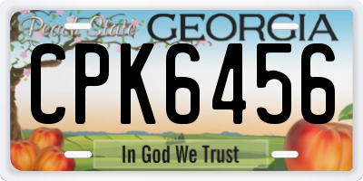 GA license plate CPK6456
