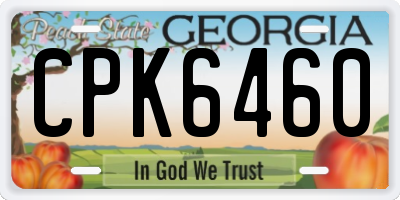 GA license plate CPK6460