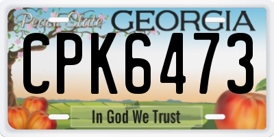 GA license plate CPK6473