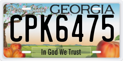 GA license plate CPK6475