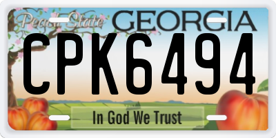 GA license plate CPK6494