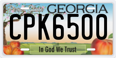 GA license plate CPK6500