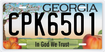 GA license plate CPK6501
