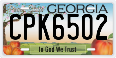 GA license plate CPK6502