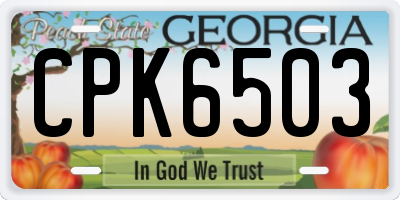 GA license plate CPK6503