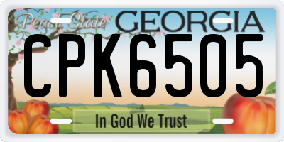 GA license plate CPK6505