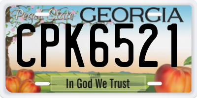 GA license plate CPK6521