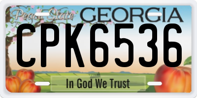 GA license plate CPK6536