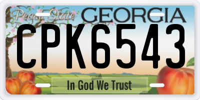 GA license plate CPK6543