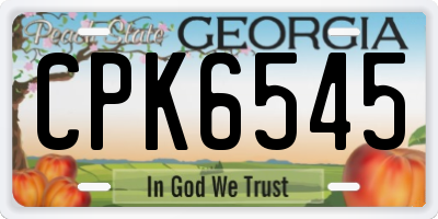 GA license plate CPK6545