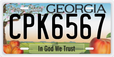GA license plate CPK6567