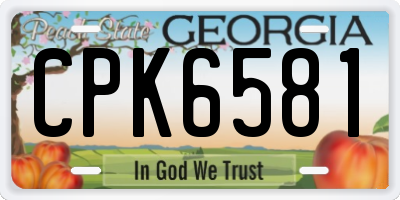GA license plate CPK6581