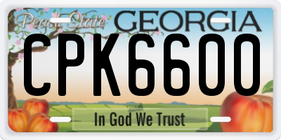 GA license plate CPK6600