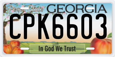 GA license plate CPK6603