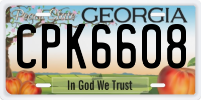 GA license plate CPK6608
