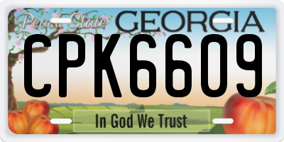 GA license plate CPK6609
