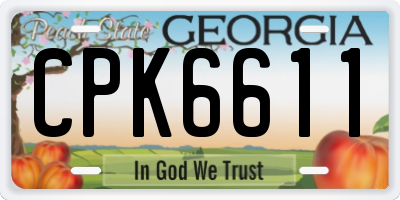 GA license plate CPK6611
