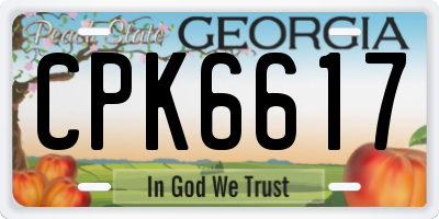 GA license plate CPK6617