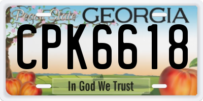 GA license plate CPK6618