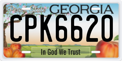 GA license plate CPK6620