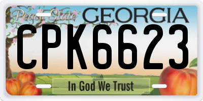 GA license plate CPK6623