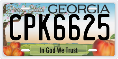 GA license plate CPK6625