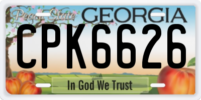 GA license plate CPK6626