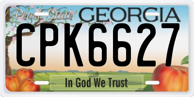 GA license plate CPK6627