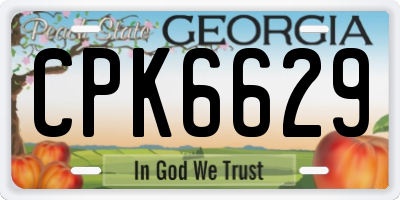 GA license plate CPK6629