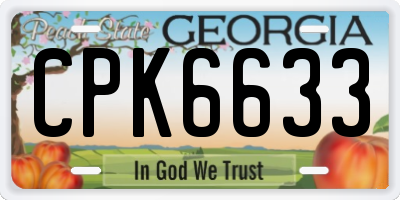 GA license plate CPK6633