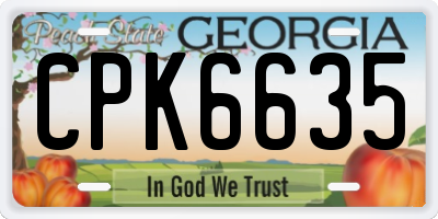 GA license plate CPK6635
