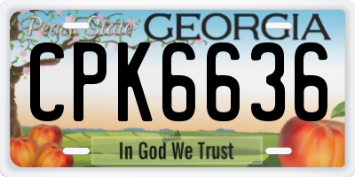 GA license plate CPK6636